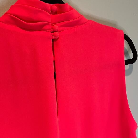 Krisa Hot Pink Mock Neck Sleeveless Blouse - Medium - Picture 3 of 6
